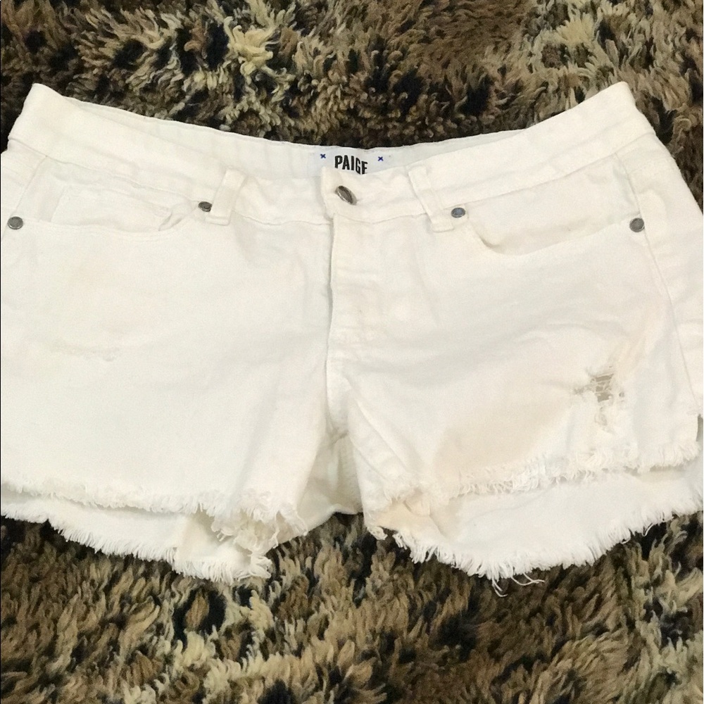 PAIGE white denim cut shorts